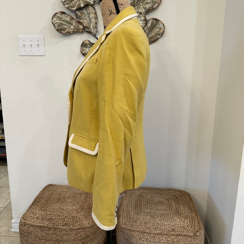 Banana Republic Yellow Blazer White Piping Trim Career Jacket - Picture 2 of 9